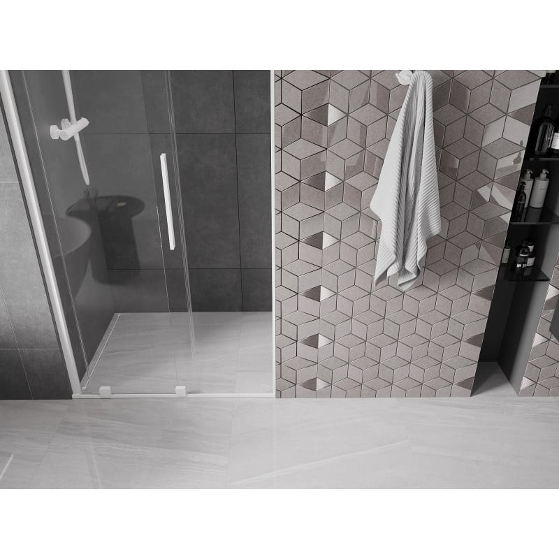 Mexen Velar drzwi prysznicowe rozsuwane 120 cm, transparent, białe - 871-120-000-01-20