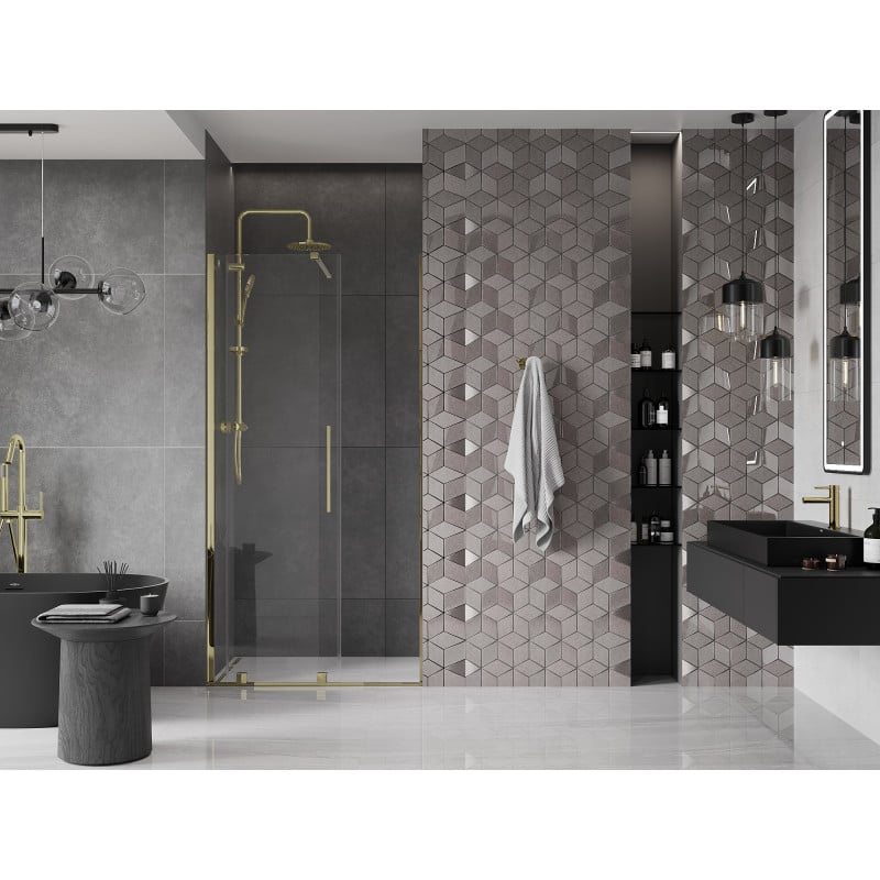 Mexen Velar drzwi prysznicowe rozsuwane 90 cm, transparent, złote - 871-090-000-01-50