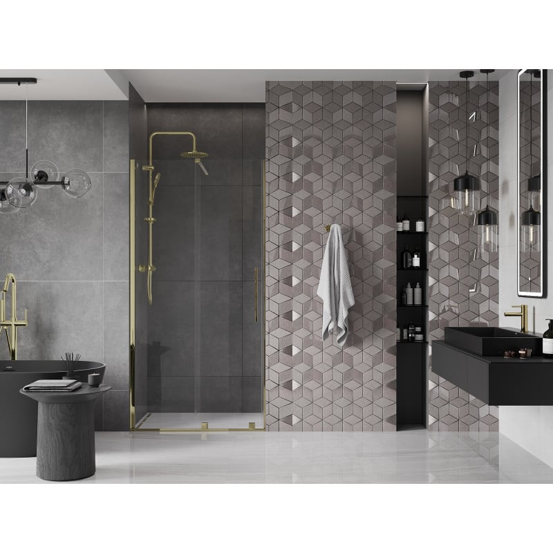 Mexen Velar sliding shower door 100 cm, transparent, gold - 871-100-000-01-50
