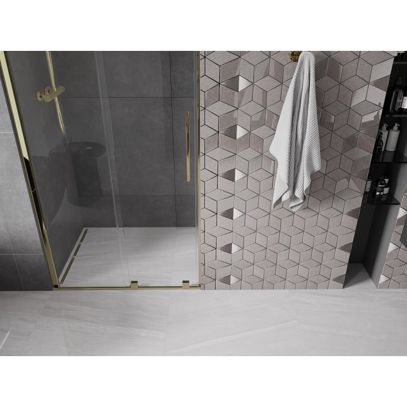 Mexen Velar drzwi prysznicowe rozsuwane 110 cm, transparent, złote - 871-110-000-01-50