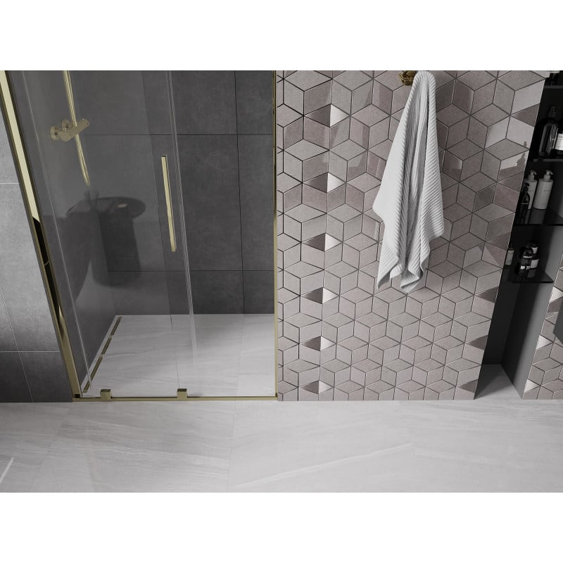 Mexen Velar drzwi prysznicowe rozsuwane 110 cm, transparent, złote - 871-110-000-01-50