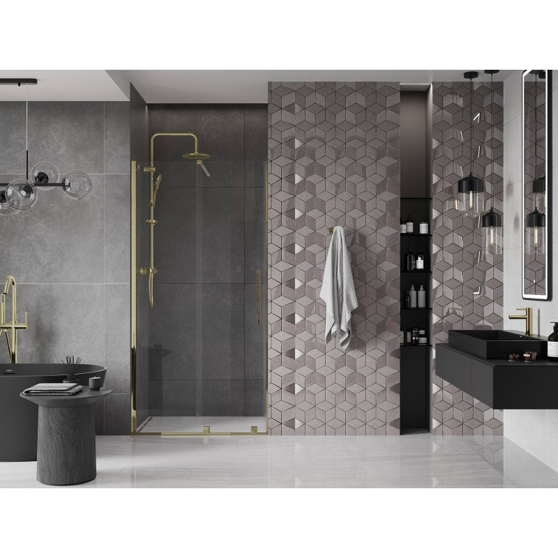 Mexen Velar sliding shower door 110 cm, transparent, gold - 871-110-000-01-50