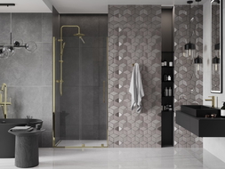Mexen Velar porte de douche coulissante 110 cm, transparent, dorée - 871-110-000-01-50