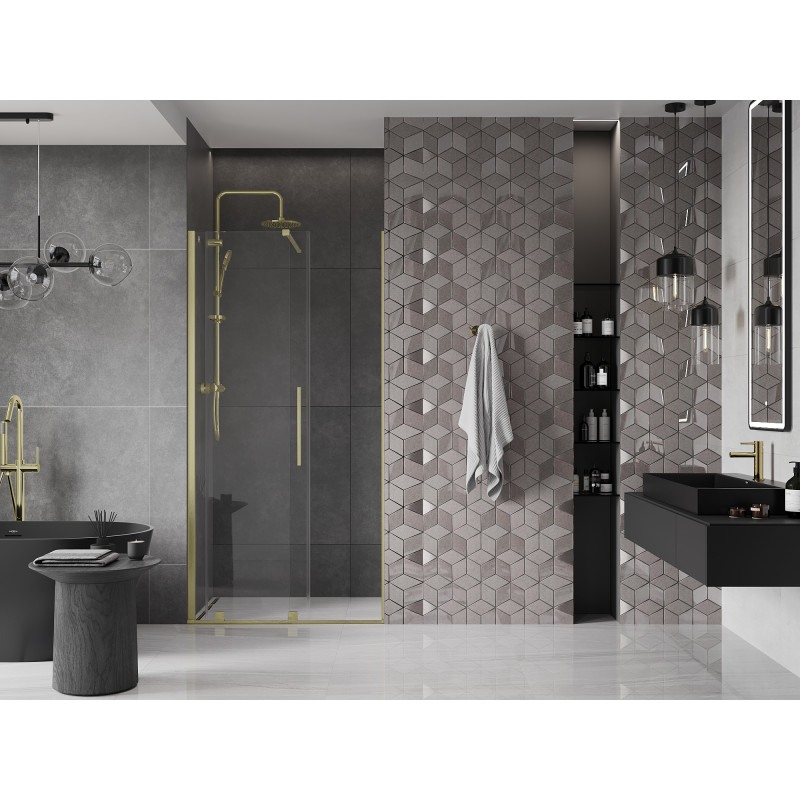Mexen Velar drzwi prysznicowe rozsuwane 90 cm, transparent, złote szczotkowane - 871-090-000-01-55