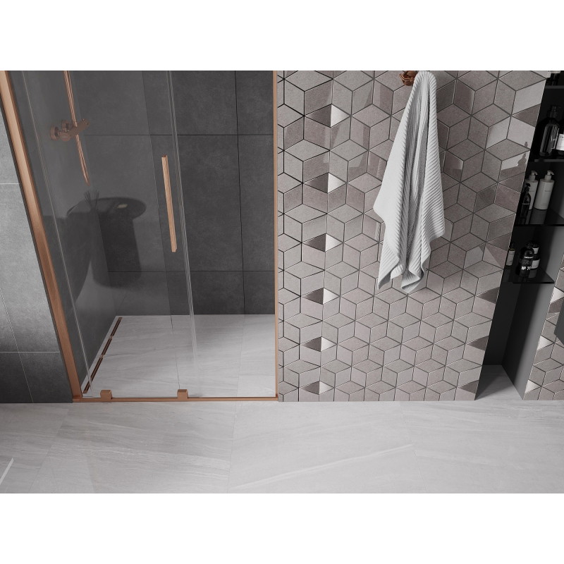 Mexen Velar lükanduksed dušile, 90 cm, läbipaistev, harjatud vask - 871-090-000-01-65