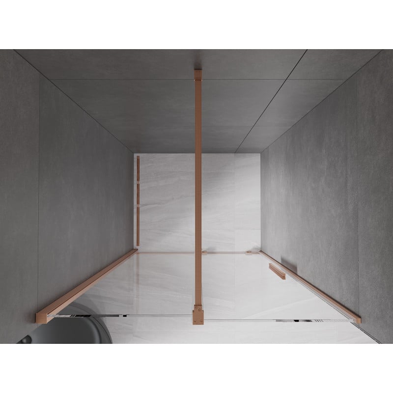 Mexen Velar sliding shower door 110 cm, transparent, brushed copper - 871-110-000-01-65