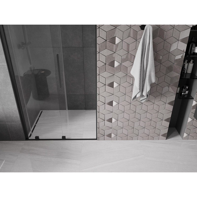 Mexen Velar drzwi prysznicowe rozsuwane 90 cm, transparent, czarne - 871-090-000-01-70