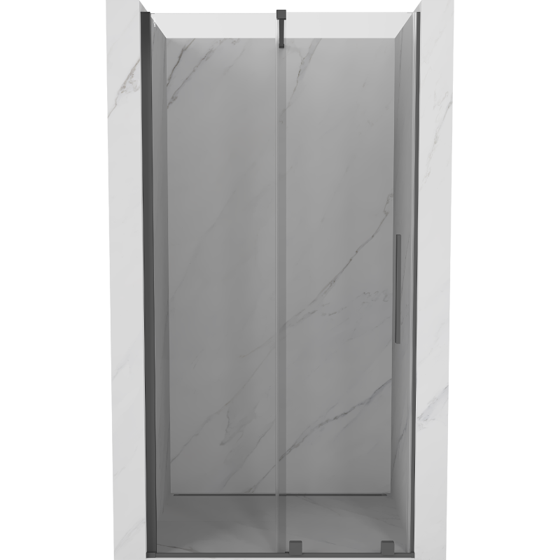 Mexen Velar Schiebetür Dusche 100 cm, transparent, gebürstet Gun Grau - 871-100-000-01-66