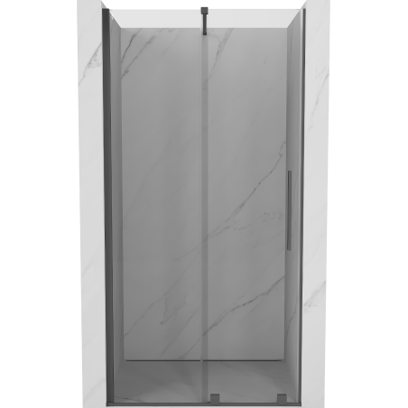 Mexen Velar Schiebetür Dusche 100 cm, transparent, gebürstet Gun Grau - 871-100-000-01-66
