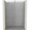 Mexen Velar puerta de ducha corredera 130 cm, transparente, dorada cepillada - 871-130-000-01-55