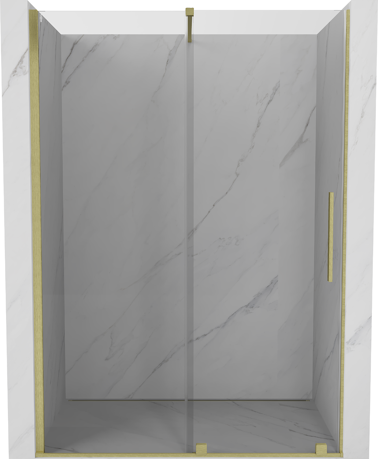 Mexen Velar drzwi prysznicowe rozsuwane 150 cm, transparent, złote szczotkowane - 871-150-000-01-55