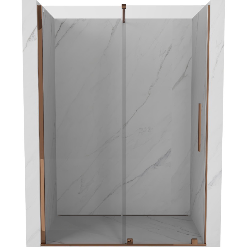 Mexen Velar schuifbare douchedeur 130 cm, transparant, roze goud - 871-130-000-01-60