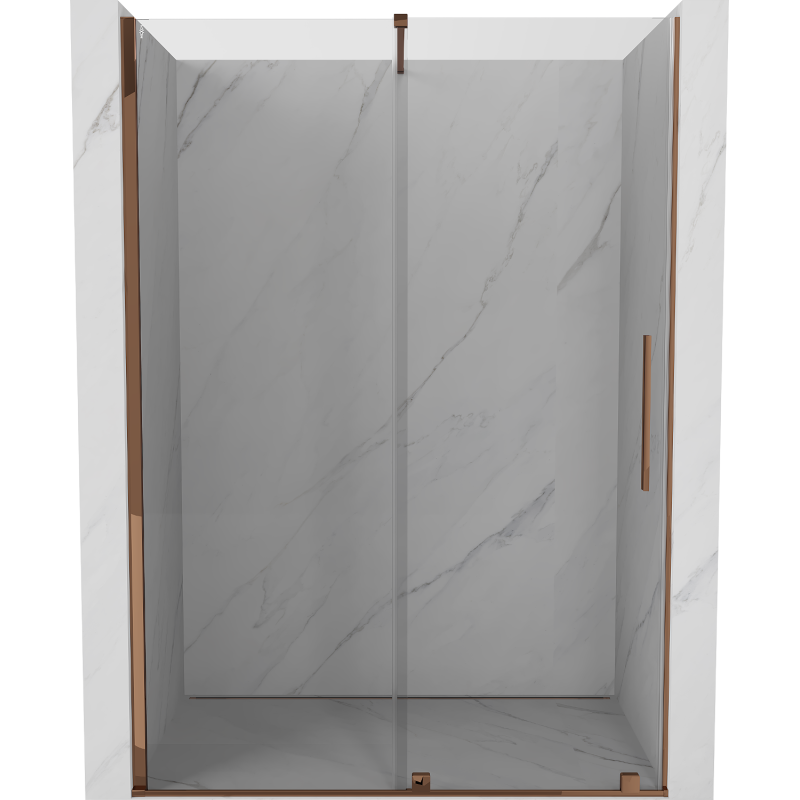 Mexen Velar drzwi prysznicowe rozsuwane 150 cm, transparent, różowe złoto - 871-150-000-01-60