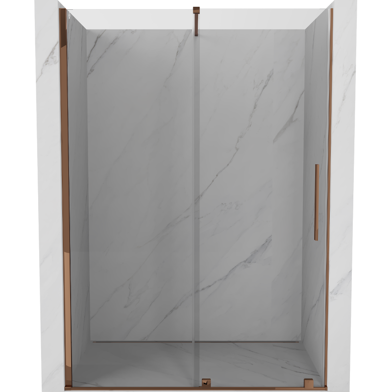 Mexen Velar puertas de ducha correderas 150 cm, transparentes, oro rosa - 871-150-000-01-60