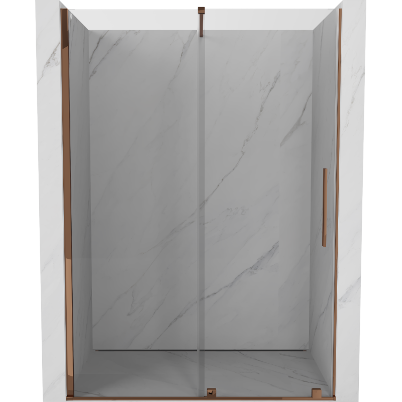 Mexen Velar schuifbare douchedeur 150 cm, transparant, roze goud - 871-150-000-01-60