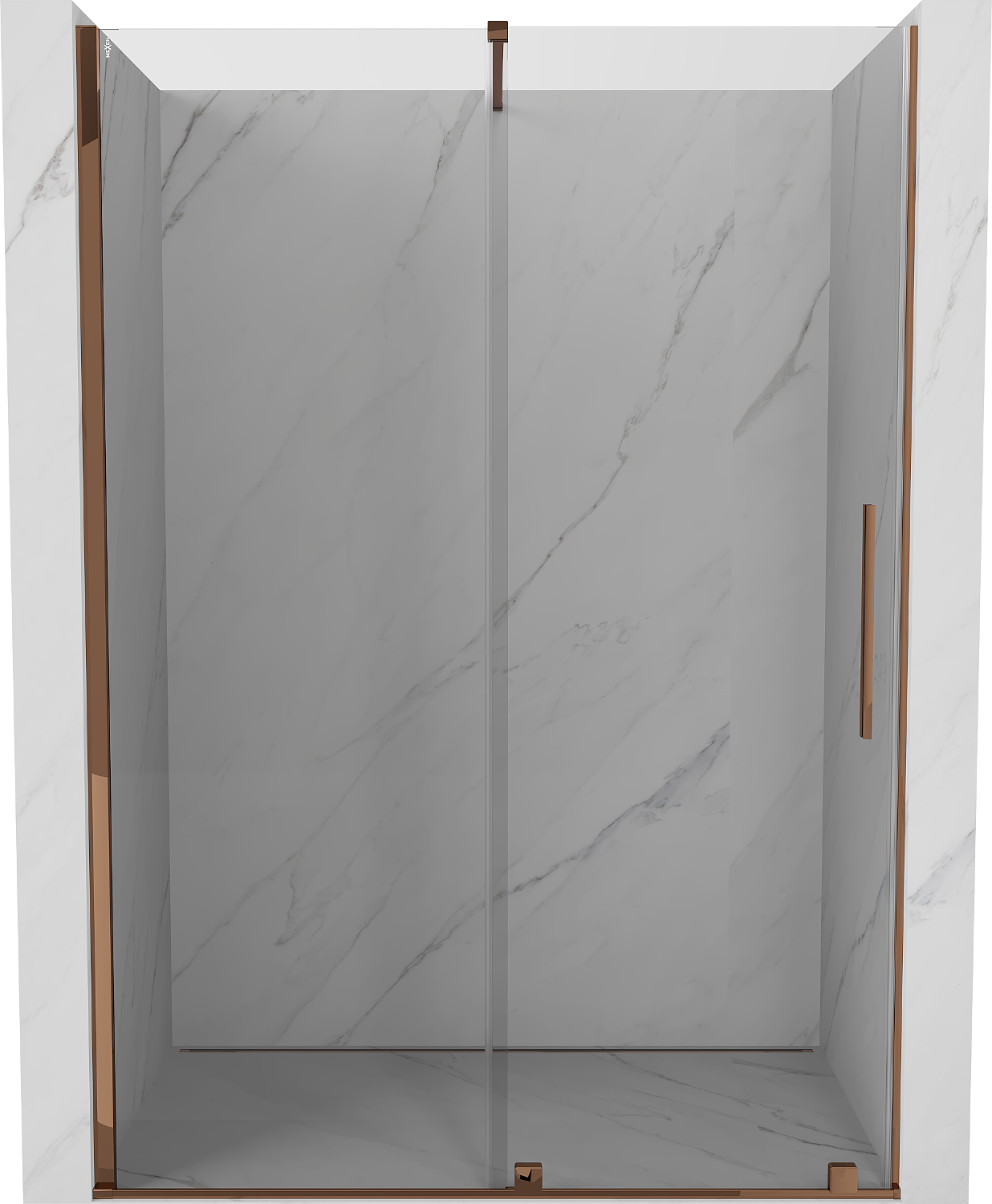 Mexen Velar drzwi prysznicowe rozsuwane 160 cm, transparent, różowe złoto - 871-160-000-01-60