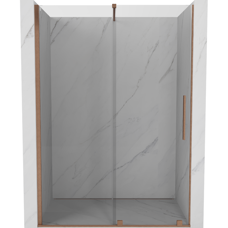 Mexen Velar Schiebetür für Dusche 130 cm, transparent, gebürstetes Kupfer - 871-130-000-01-65