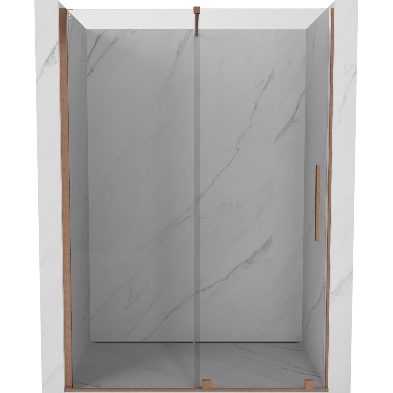 Mexen Velar puerta de ducha corredera 150 cm, transparente, cobre cepillado - 871-150-000-01-65