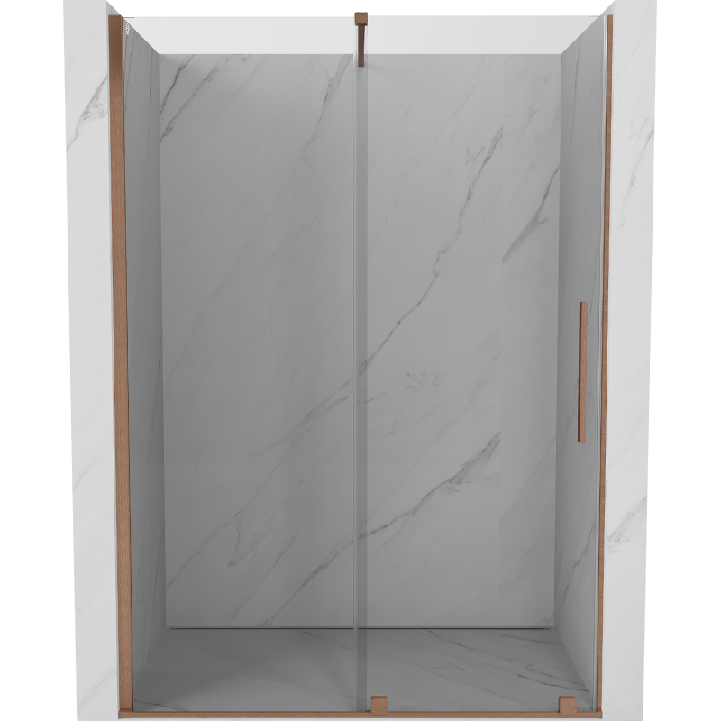 Mexen Velar drzwi prysznicowe rozsuwane 160 cm, transparent, miedź szczotkowana - 871-160-000-01-65
