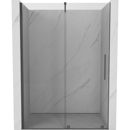Mexen Velar schuifdeur douche 140 cm, transparant, geborstelde gun grijs - 871-140-000-01-66