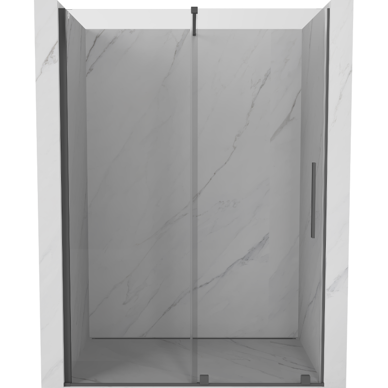 Mexen Velar schuifbare douchedeur 160 cm, transparant, geborsteld kanongrijs - 871-160-000-01-66