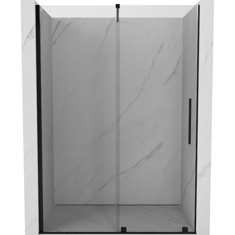 Mexen Velar ausziehbare Duschtür 130 cm, transparent, Schwarz - 871-130-000-01-70