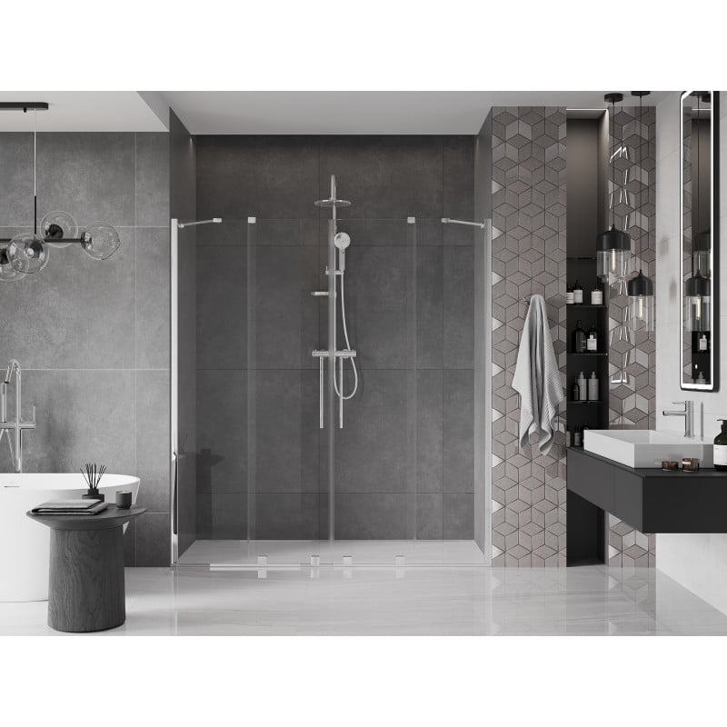 Mexen Velar Duo drzwi prysznicowe rozsuwane 180 cm, transparent, chrom - 871-180-000-02-01