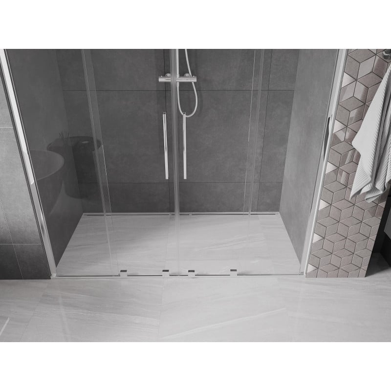 Mexen Velar Duo drzwi prysznicowe rozsuwane 200 cm, transparent, chrom - 871-200-000-02-01