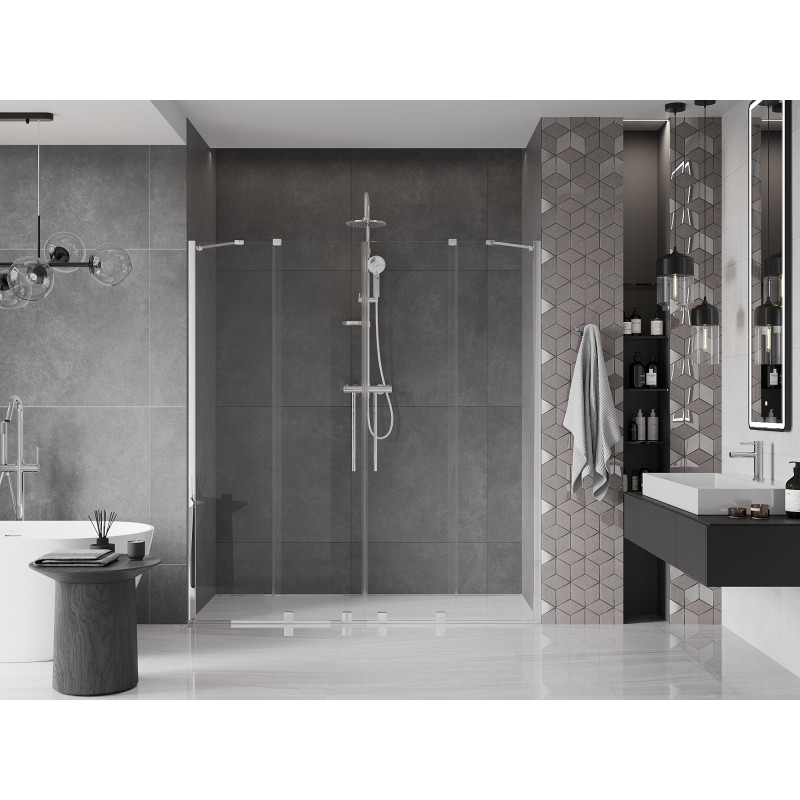 Mexen Velar Duo drzwi prysznicowe rozsuwane 200 cm, transparent, chrom - 871-200-000-02-01