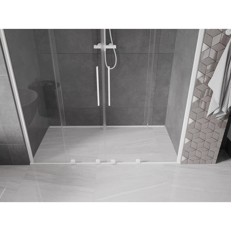 Mexen Velar Duo drzwi prysznicowe rozsuwane 170 cm, transparent, białe - 871-170-000-02-20