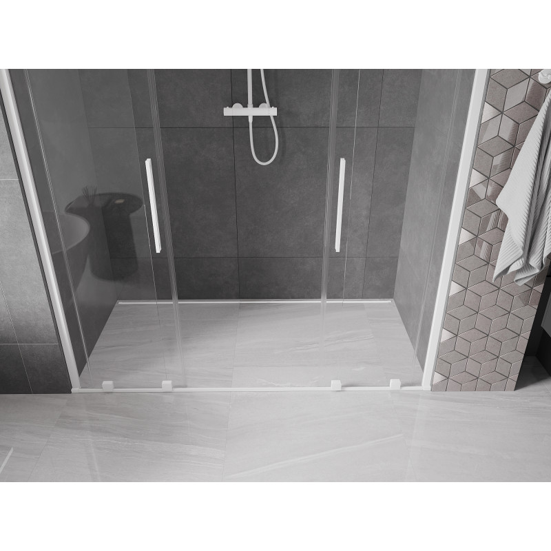 Mexen Velar Duo drzwi prysznicowe rozsuwane 170 cm, transparent, białe - 871-170-000-02-20