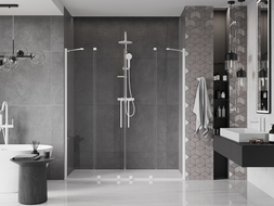 Mexen Velar Duo drzwi prysznicowe rozsuwane 170 cm, transparent, białe - 871-170-000-02-20