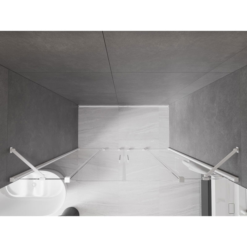 Mexen Velar Duo drsna vrata za prho 180 cm, prosojna, bela - 871-180-000-02-20