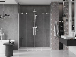 Mexen Velar Duo klizna vrata za tuš 180 cm, prozirna, bijela - 871-180-000-02-20