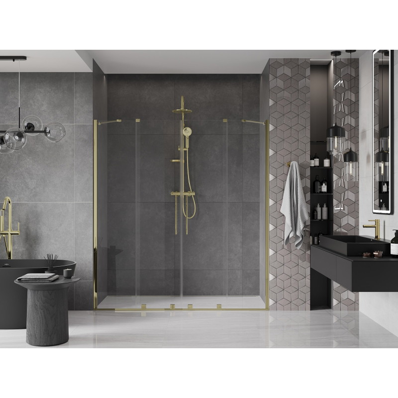 Mexen Velar Duo schuifdouchedeuren 170 cm, transparant, goud - 871-170-000-02-50