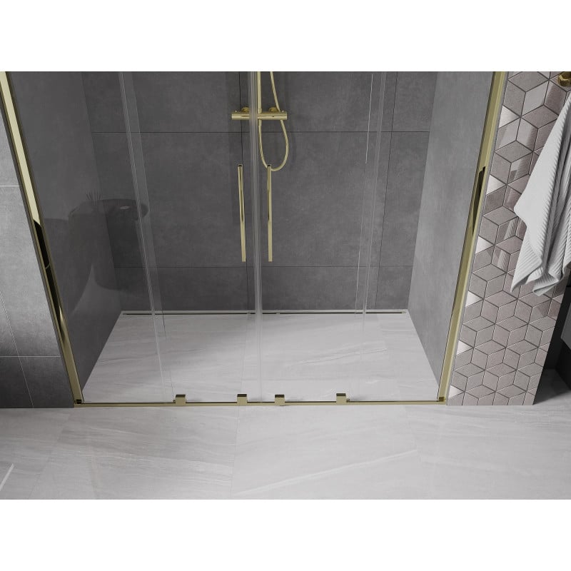 Mexen Velar Duo drzwi prysznicowe rozsuwane 170 cm, transparent, złote - 871-170-000-02-50