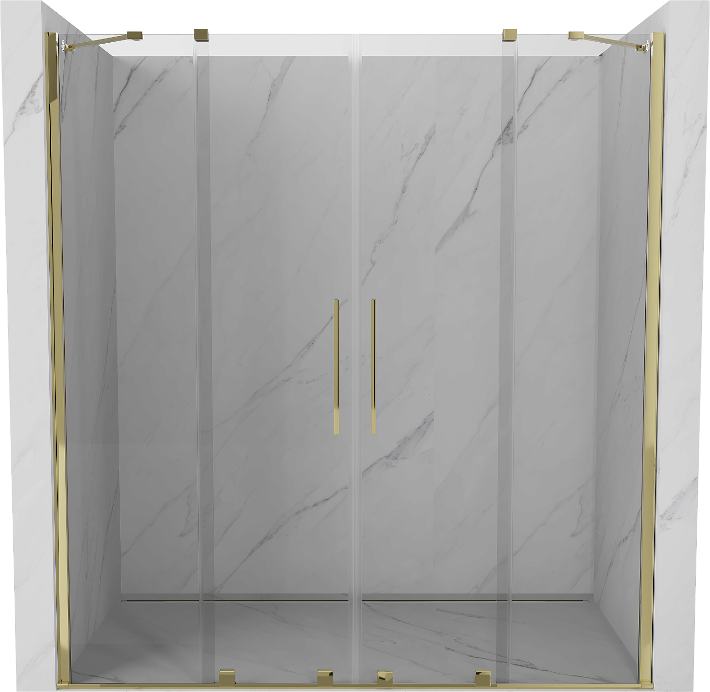 Mexen Velar Duo drzwi prysznicowe rozsuwane 200 cm, transparent, złote - 871-200-000-02-50