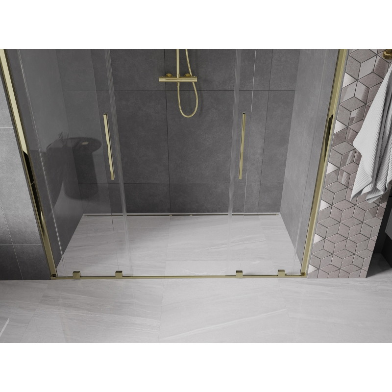 Mexen Velar Duo Schiebetüren für Dusche 200 cm, transparent, gold - 871-200-000-02-50