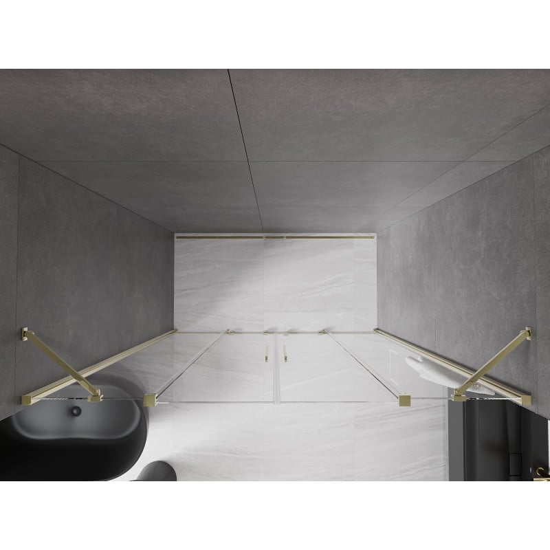 Mexen Velar Duo drzwi prysznicowe rozsuwane 200 cm, transparent, złote - 871-200-000-02-50