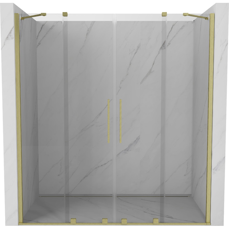 Mexen Velar Duo schuifdeuren van 170 cm, transparant, geborsteld goud - 871-170-000-02-55