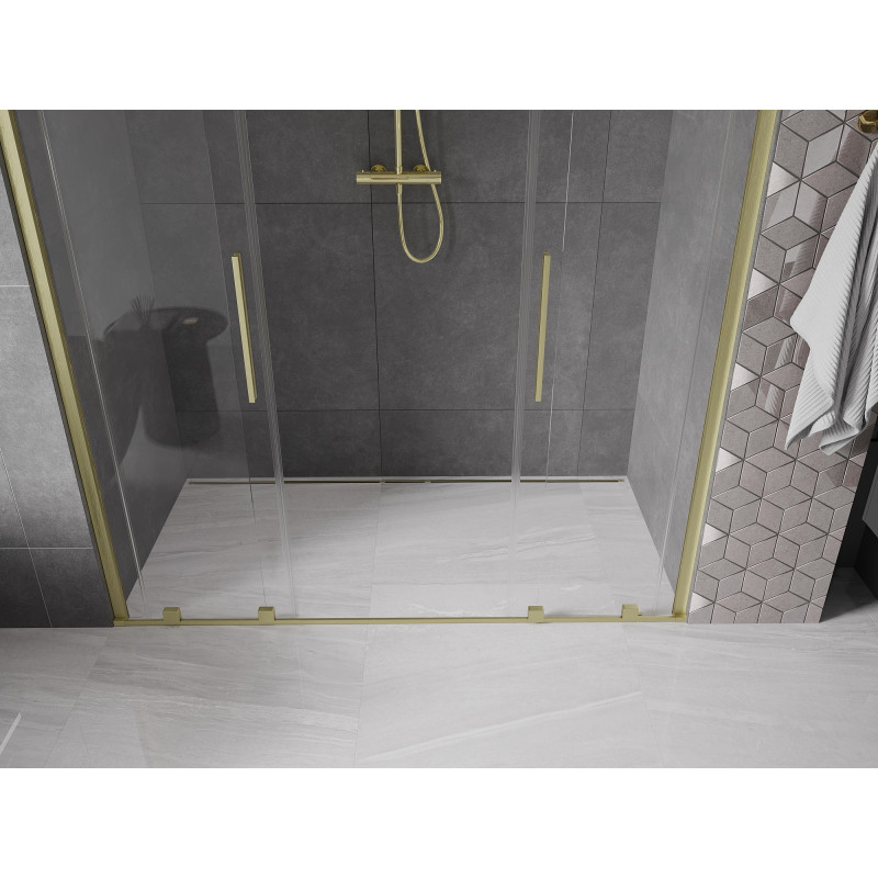 Mexen Velar Duo drzwi prysznicowe rozsuwane 170 cm, transparent, złote szczotkowane - 871-170-000-02-55