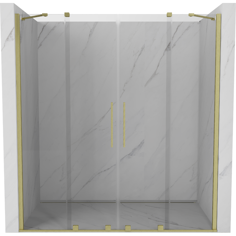 Mexen Velar Duo drzwi prysznicowe rozsuwane 200 cm, transparent, złote szczotkowane - 871-200-000-02-55