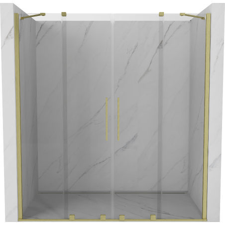 Mexen Velar Duo schuifdeuren voor de douche 200 cm, transparant, goud geborsteld - 871-200-000-02-55