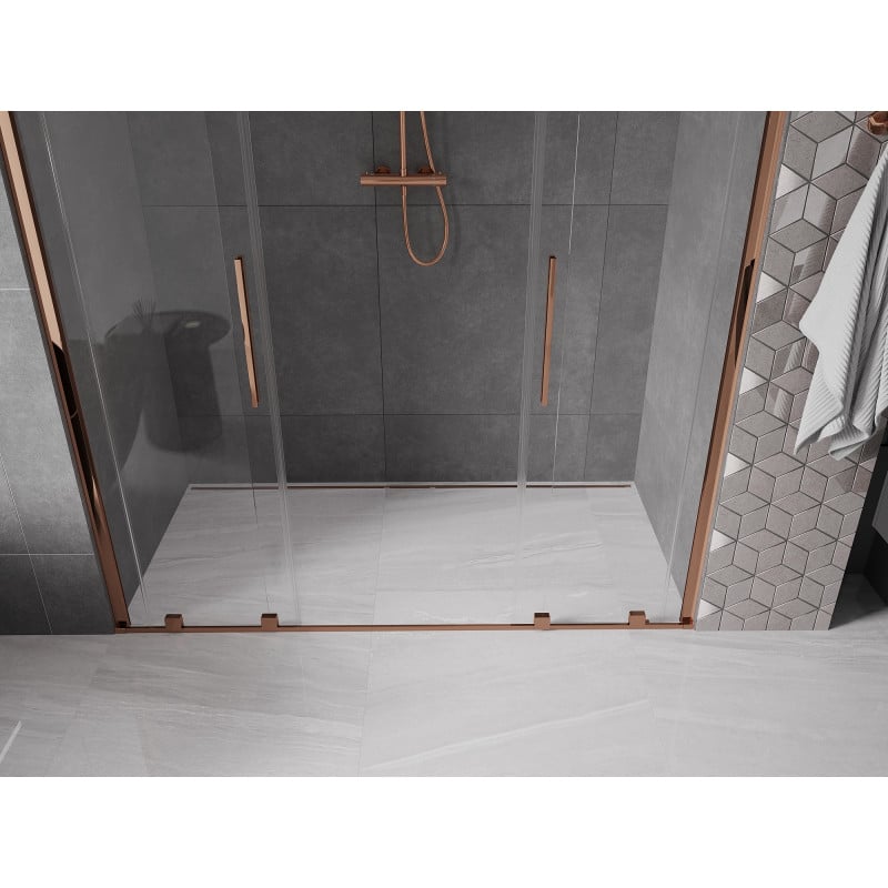 Mexen Velar Duo drzwi prysznicowe rozsuwane 170 cm, transparent, różowe złoto - 871-170-000-02-60