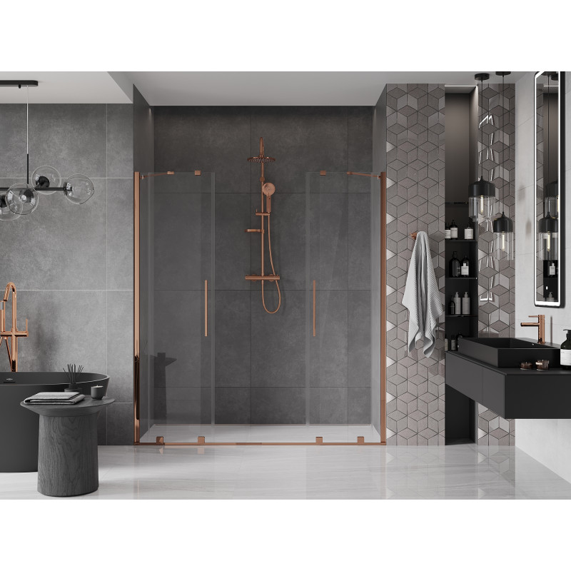 Mexen Velar Duo drzwi prysznicowe rozsuwane 170 cm, transparent, różowe złoto - 871-170-000-02-60