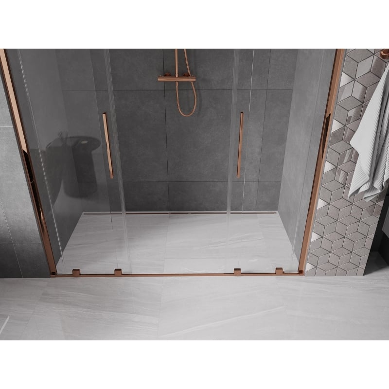 Mexen Velar Duo dušiuksed, lükandavad, 180 cm, läbipaistev, roosa kuld - 871-180-000-02-60