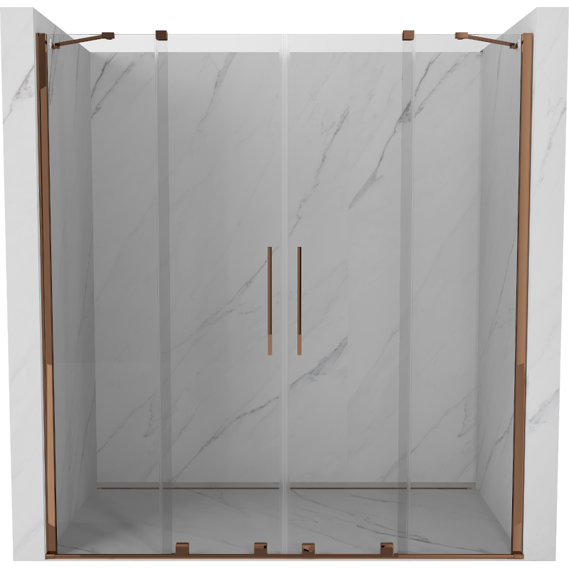 Mexen Velar Duo sliding shower doors 200 cm, transparent, pink gold - 871-200-000-02-60
