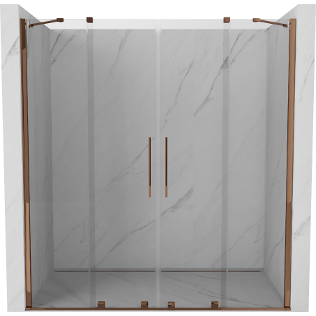 Mexen Velar Duo drzwi prysznicowe rozsuwane 200 cm, transparent, różowe złoto - 871-200-000-02-60