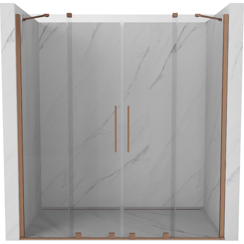 Mexen Velar Duo drzwi prysznicowe rozsuwane 170 cm, transparent, miedź szczotkowana - 871-170-000-02-65