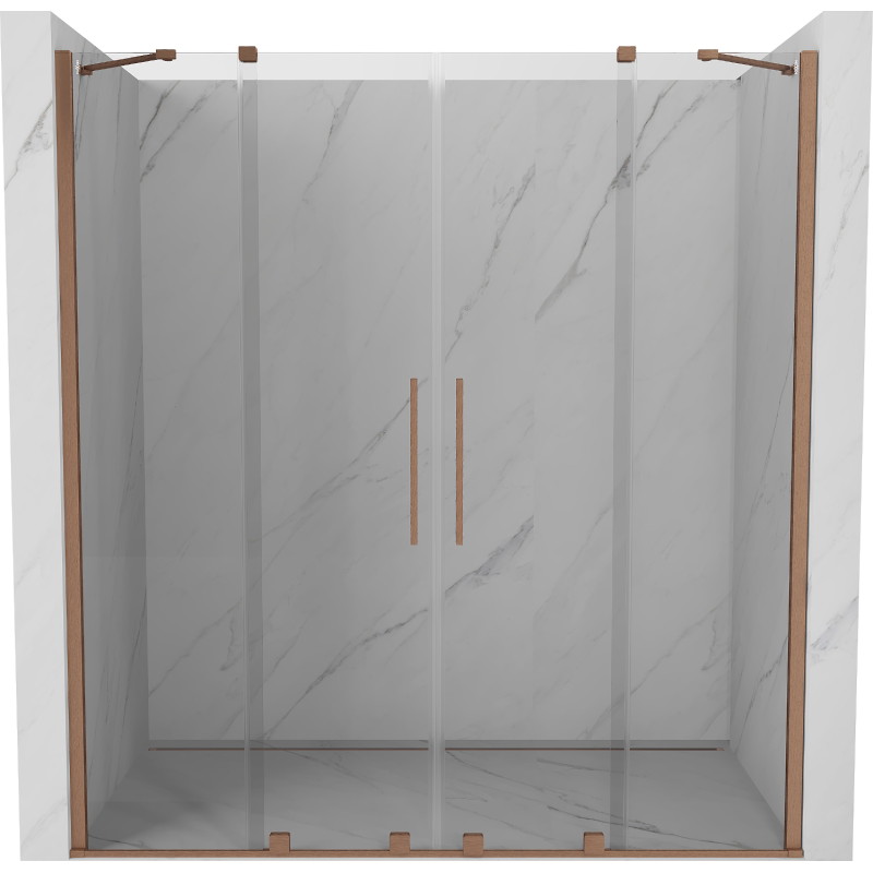 Mexen Velar Duo schuifdeur douche 170 cm, transparant, geborsteld koper - 871-170-000-02-65